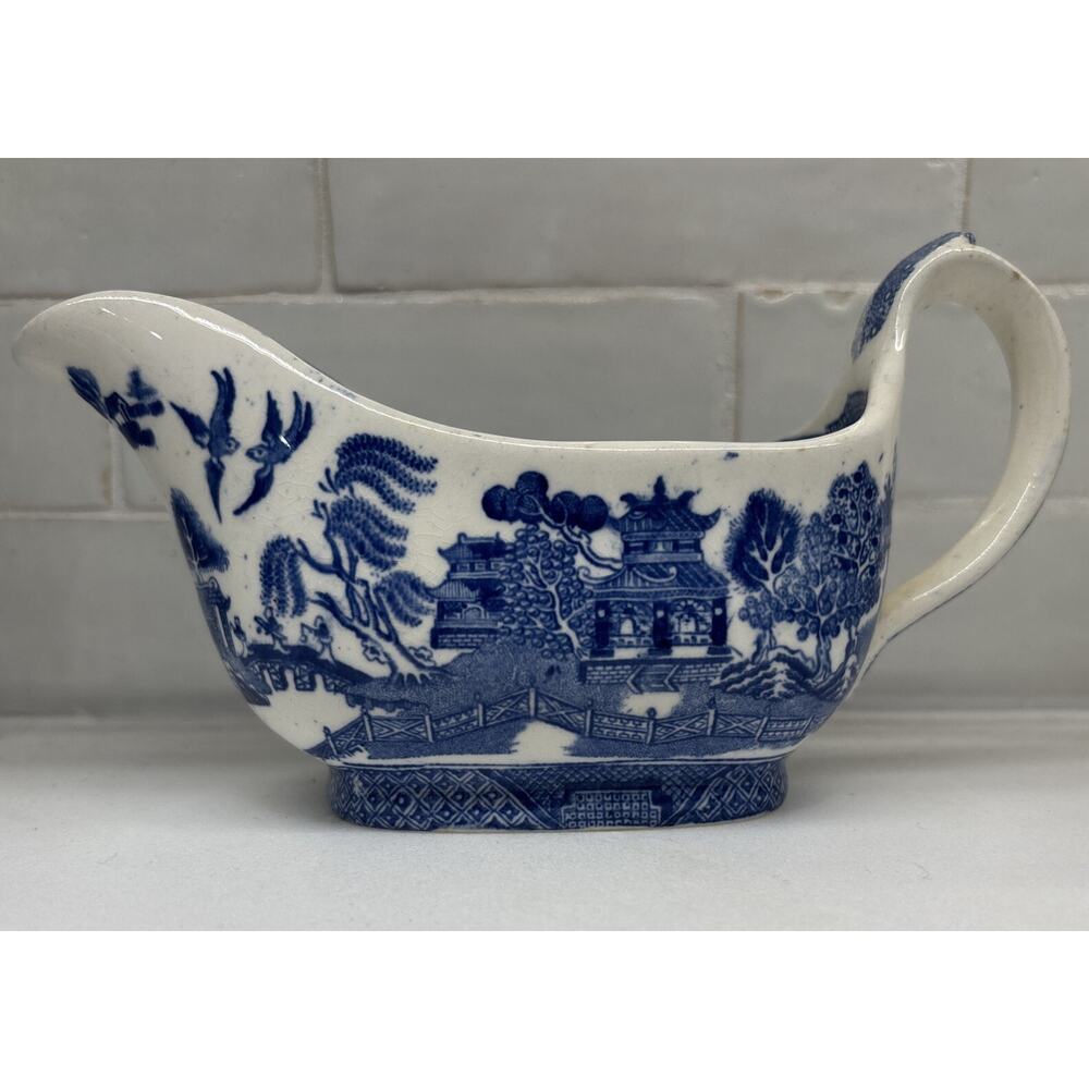 Antique Blue Willow Gravyboat